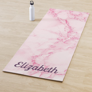 Tapis De Yoga Marbre rose doux personnalisé nom d'impression
