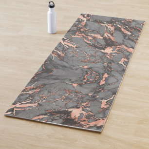 Tapis De Yoga Marbre rose gris or design moderne