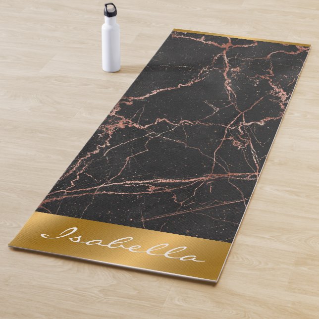 Tapis De Yoga Marbre tendance de luxe Personnaliser rose noir Yo (En situation)