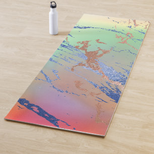 Tapis De Yoga Marbre vif Aquarelle couleur gras pastel