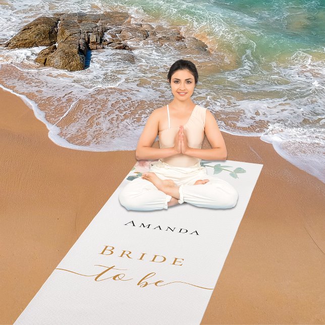 Tapis De Yoga Mariée or rose floral eucalyptus enterrement de vi (Créateur téléchargé)