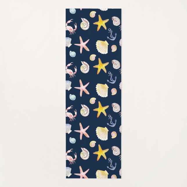 Tapis De Yoga Marine Life & Ancres (Sombre) Yoga Mat (Devant)