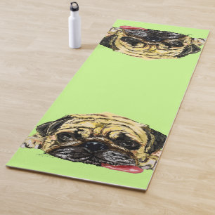 Tapis De Yoga Mat de Yoga drôle avec chien Carlin - Couleurs per