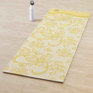 Tapis De Yoga Mat de Yoga en dentelle jaune unique avec OM et Ma