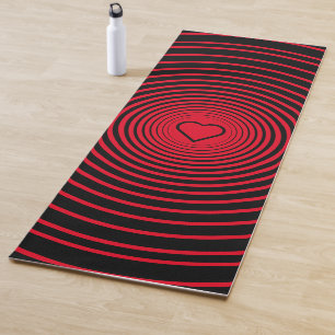 Tapis De Yoga Mat de Yoga Noir Rouge avec Coeur - Couleurs Perso