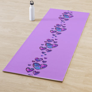 Tapis De Yoga Mat de Yoga violet avec Coeurs Motifs de Peacock