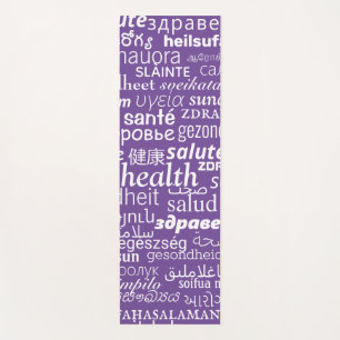 Tapis De Yoga Mat de yoga violet avec texte de santé multilingue