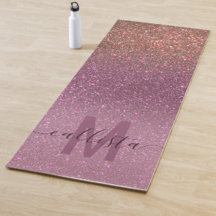Tapis De Yoga Mauve d'or violet Parties scintillant étincelante