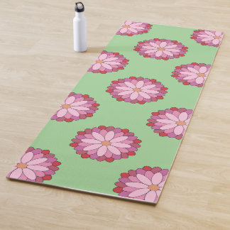 Tapis De Yoga Médaillon asiatique rose pastel Floral