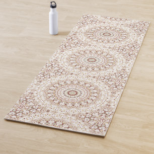 Tapis De Yoga Médaillon de kaléidoscope de mandala blanc