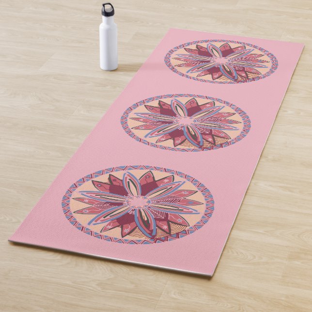 Tapis De Yoga Médaillons Mandala rose (En situation)