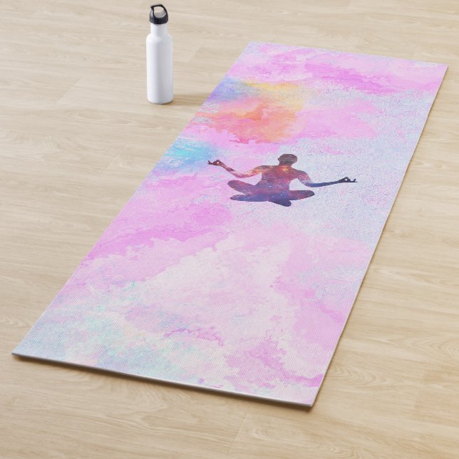 Tapis De Yoga Méditation rose  (En situation)