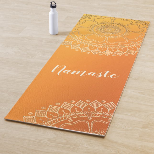 Tapis De Yoga Méditation Yoga Enseignant Moderne Orange Or Manda (En situation)