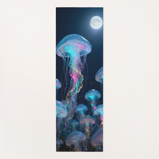 Tapis De Yoga Méduse transparente au clair de lune (Devant)