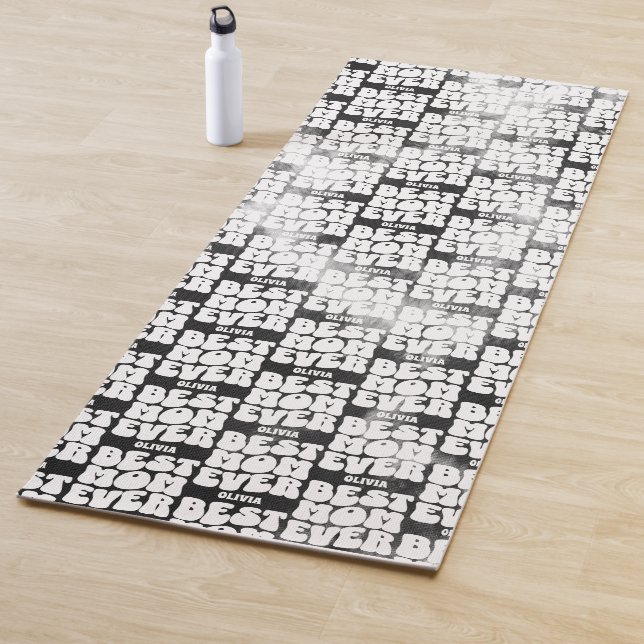 Tapis De Yoga Meilleure Maman Personnalisée Jamais Tie Dye Noir (En situation)