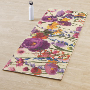 Tapis De Yoga Mélodie pourpre et orange de pavot