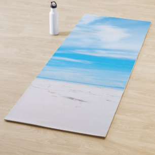 Tapis De Yoga Mer Sand Blue Ciel Nuages Modèle Élégant Fitness