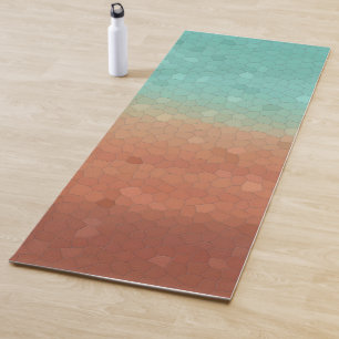 Tapis De Yoga Mer vert et orange brûlé tendance mosaïque abstrai