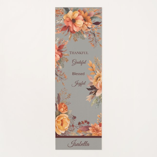 Tapis De Yoga Merci Grategul Béni Floral Thanksgiving (Devant)