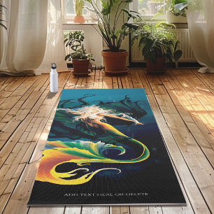 Tapis De Yoga Mermaid Dragon Imaginaire bleu