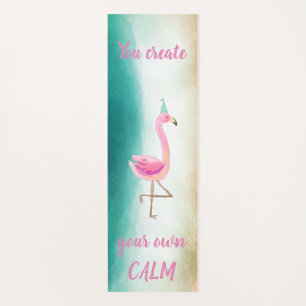 Tapis De Yoga Message de motivation à l'aquarelle Flamants roses