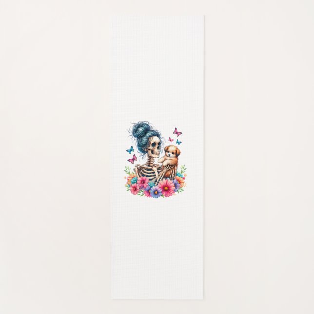 Tapis De Yoga Messy Bun Skeleton mignon Amoureux de les chiens c (Devant)