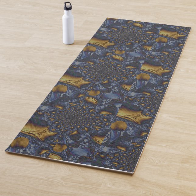 Tapis De Yoga Métal Moulé or et argent bleu (En situation)