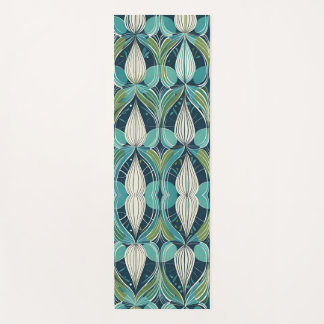 Tapis De Yoga Mid Century Atomic Drops Blue Green Pattern