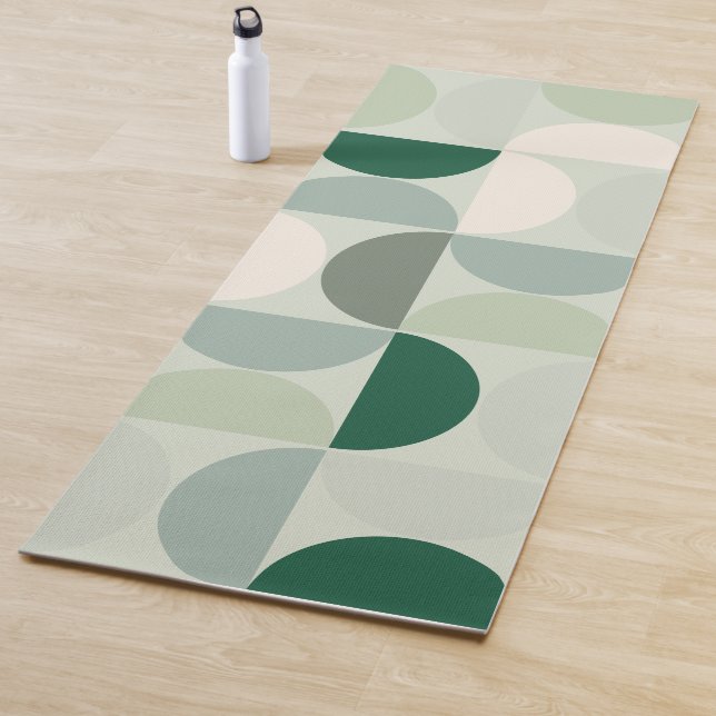 Tapis De Yoga Mid Century Moderne Abstrait Motif Sage Green (En situation)