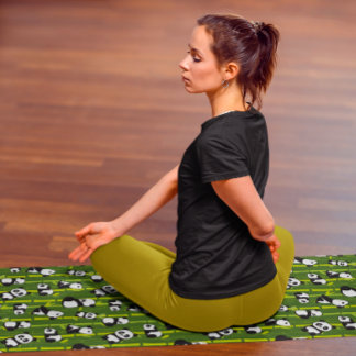 Tapis De Yoga Mignon motif asiatique d'animaux d'ours en bambou 