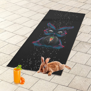 Tapis De Yoga Mignonne Eyes Rabbit en Yoga Pose Méditation