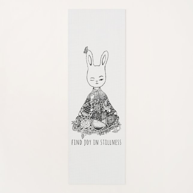 Tapis De Yoga Mignonne lapin Méditation de lapin Illustration En (Devant)