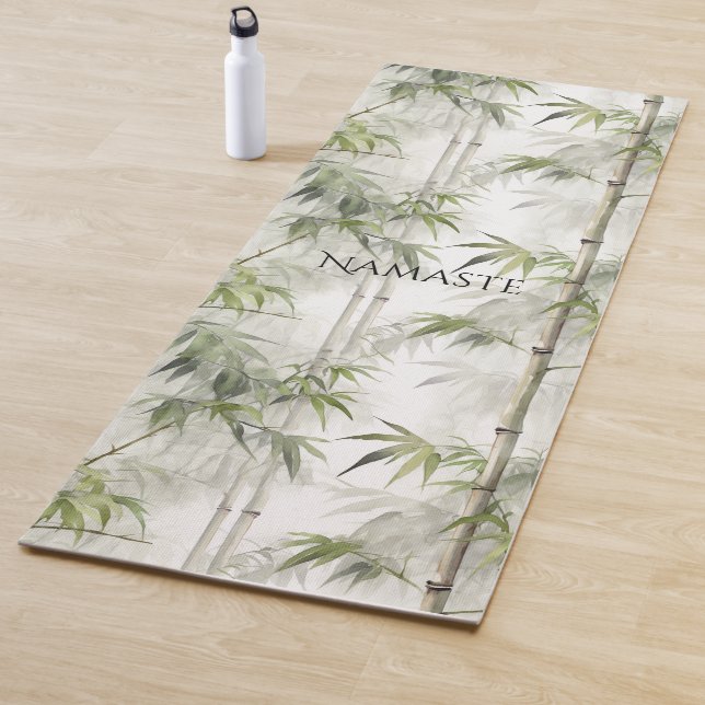 Tapis De Yoga Mindfulness en bambou vert   (En situation)