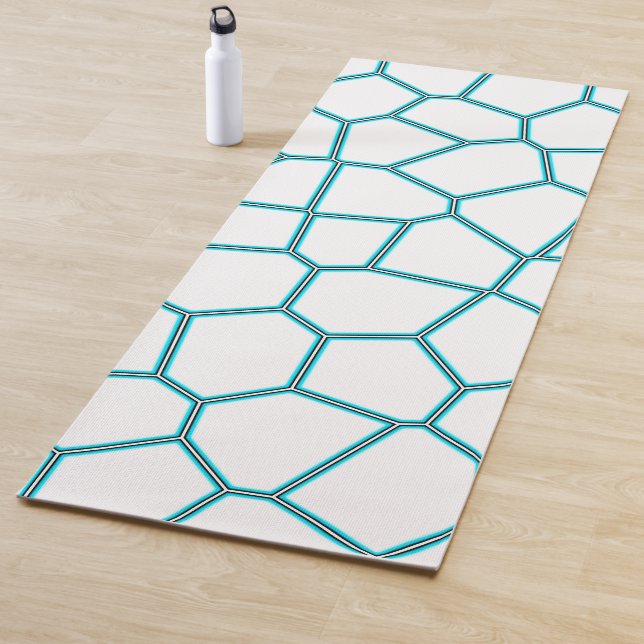 Tapis De Yoga Minimalisme Art Abstrait Pale Turquoise Cellules B (En situation)