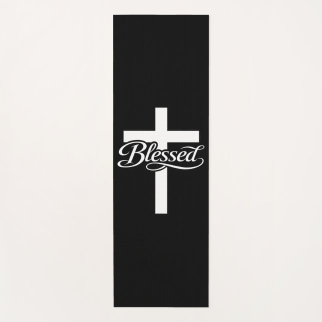 Tapis De Yoga Minimalist Blessed Cross Christian Faith Design (Devant)