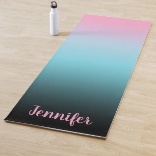 Tapis De Yoga Minimaliste moderne ciel rose bleu et noir