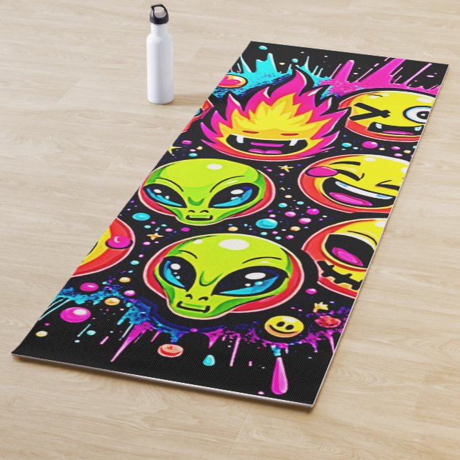 Tapis De Yoga Mix Neon Funky Emoji (En situation)