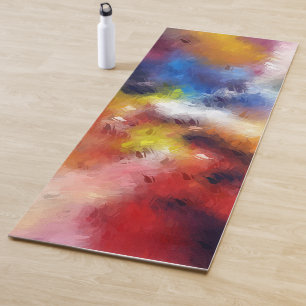 Tapis De Yoga Modèle d'art Abstrait rouge orange jaune