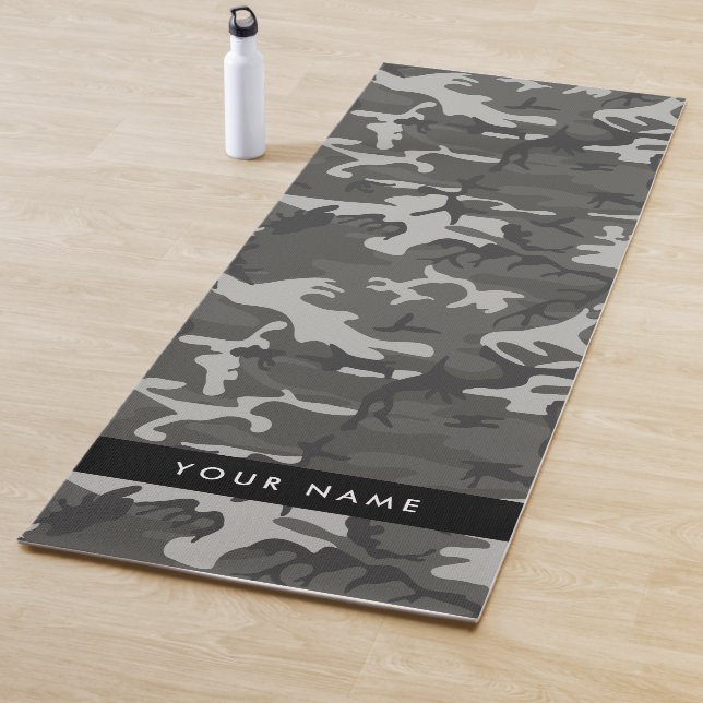 Tapis De Yoga Modèle de camouflage gris, Votre nom, Personnalise (En situation)