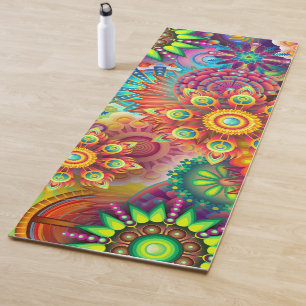 Tapis De Yoga Modèle floral psychédélique