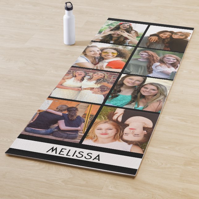 Tapis De Yoga Modern 8 Photo Collage Modèle Nom personnalisé (En situation)