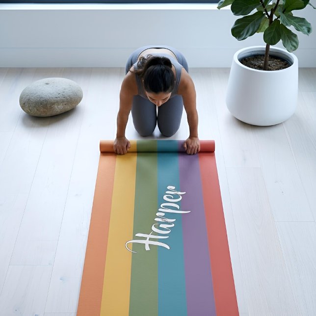 Tapis De Yoga Moderna Linear | MCM Rainbow Personalised (Lifestyle Shot)