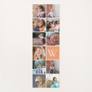 Tapis De Yoga Moderne 11 photo collage et monogramme pêche