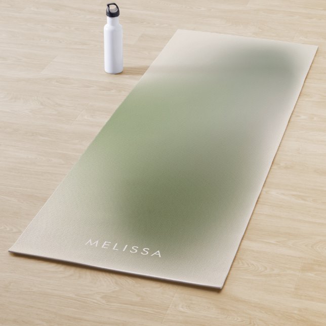 Tapis De Yoga Moderne Chic Sage Green Ombre Gradient Fitness (En situation)