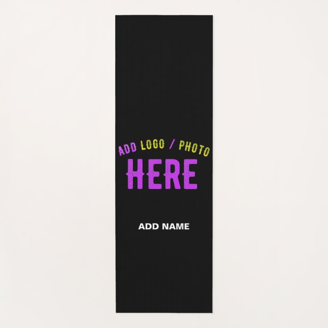 TAPIS DE YOGA MODERNE ET MODERNE PERSONNALISABLE NOIR VÉRIFIÉ (Devant)