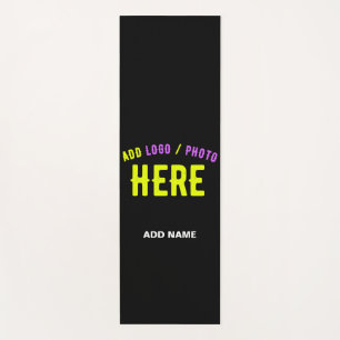 TAPIS DE YOGA MODERNE ET MODERNE PERSONNALISABLE NOIR VÉRIFIÉ