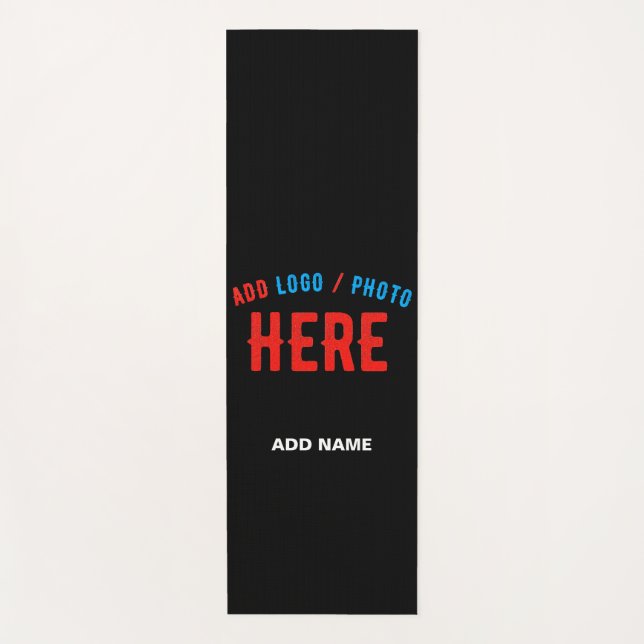 TAPIS DE YOGA MODERNE ET MODERNE PERSONNALISABLE NOIR VÉRIFIÉ (Devant)