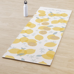 Tapis De Yoga Moderne Pastel Citrus Lemons Motif Nom personnalis