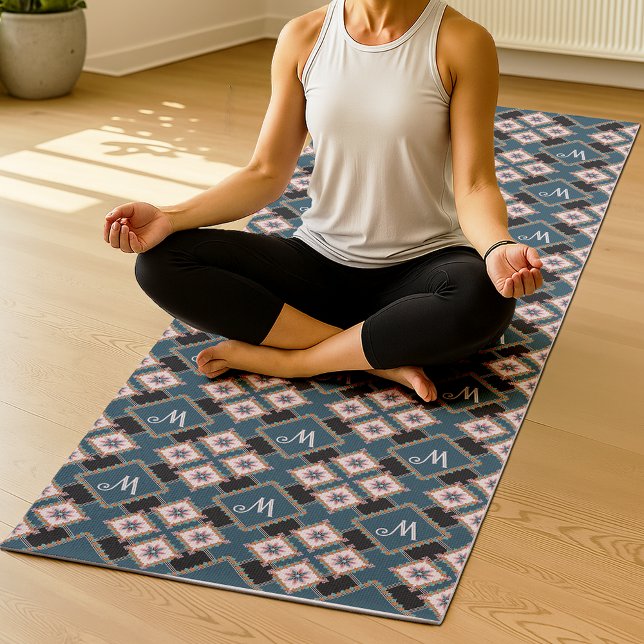 Tapis De Yoga Moderne Pastel Géométrique Floral Motif (Créateur téléchargé)
