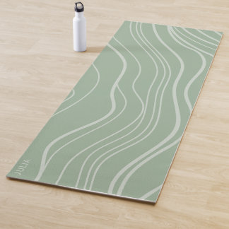 Tapis De Yoga Moderne Sage Green Wave Personnalisé Yoga Mat